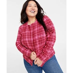 On 34th Tweed Blazer 20W NWT Pink Textured Jacket Plus Size